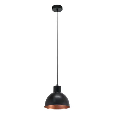 Hanging Ceiling Pendant Light Black & Copper Industrial Shade x 60W E27 Bulb