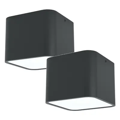 2 PACK Wall / Ceiling Light Black Square Accent Downlight 1x 28W E27 Bulb