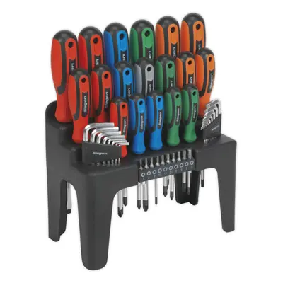 44 PACK - Large Screwdriver Hex Key & Bit Set - Colour Coded & Storage Stand