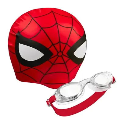 Children's Swimming Goggles and Swimming Cap Set Anti-Fog UV Protection (Red Spiderman, Years)