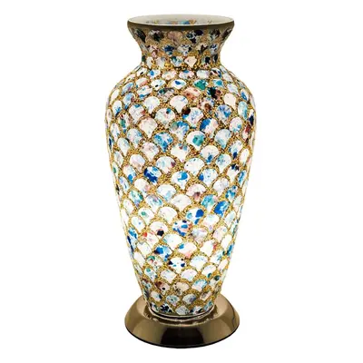 Blue Tile Medium Mosaic Glass Vase Lamp - LM79BLT