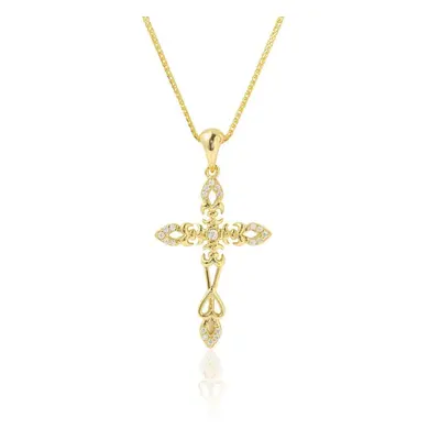 (as the picture, 45cm) D Color Vvs1 All Moissanite Cross Pendant Necklaces For Women Pass Diamon