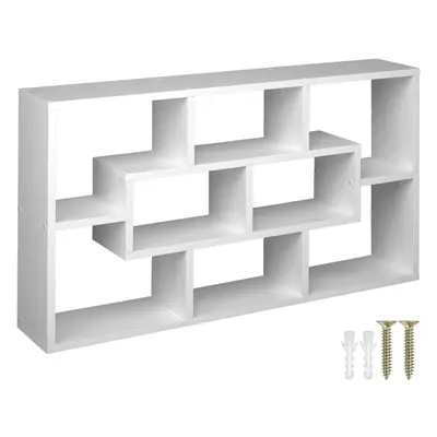 (White) Floating Shelf | Wall Mounted Shelves Corner Unit Bookshelf Rustic Wood Shelving