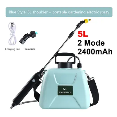 (Blue 5L) 5L Electric Sprayer Garden Automatic Pesticide Sprayer Spray Gun Rechargeable Plant Sp