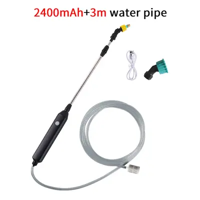 (2400mAh 3m pipe) Garden Watering Spray Gun Automatic Electric Sprayer Nozzle Sprinkler Garden P