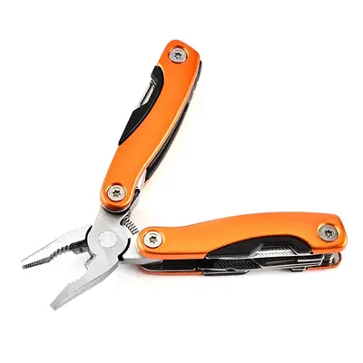 (Orange) Stainless Steel Folding Pliers Functional Plier Hand Tools Plier Screwdriver Camping Ge