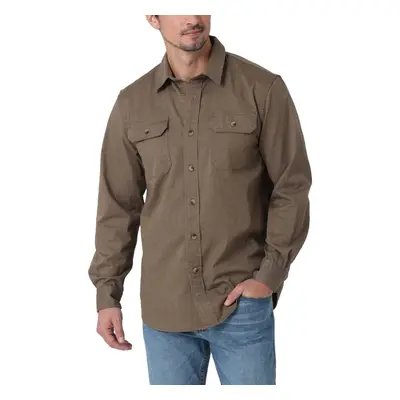 Wrangler Authentics Mens Long Sleeve classic Woven Shirt Teak Heather