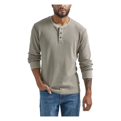 Wrangler Authentics Men's Long Sleeve Waffle Henley Pumice Stone Sma