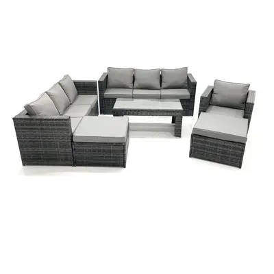 Fimous Seater Rattan Garden Outdoor Furniture Set with Seater Sofa Coffee Table Big Footstool