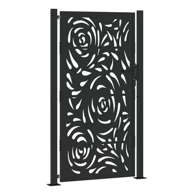 (steel/black, x cm/flame design) vidaXL Garden Gate 105x180 cm Weathering Steel Flame Design fen