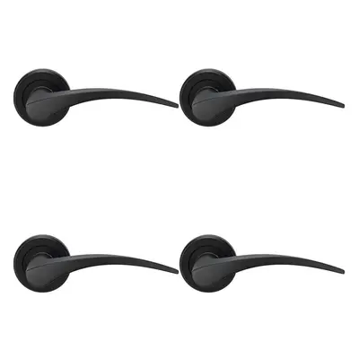 4x PAIR Arched Tapered Handle on Round Rose Concealed Fix Matt Black Finish