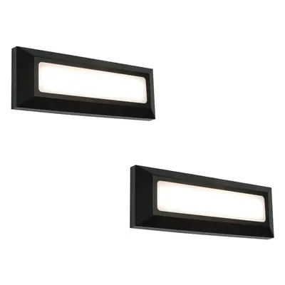 2 PACK Outdoor IP65 Pathway Guide Light - Direct 3W Warm White LED - Black ABS