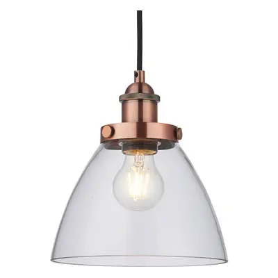 Hanging Ceiling Pendant Light COPPER & GLASS Shade Industrial Lamp Bulb Holder