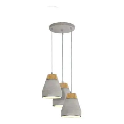 Pendant Bulb Ceiling Light Shade Brown Wood Grey Concrete Bulb E27 3x60W