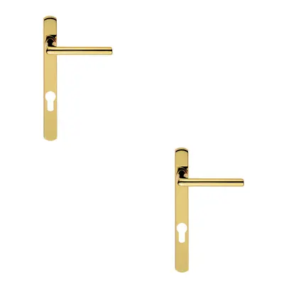 2x PAIR Straight Lever on Narrow Euro Lock Backplate x 26mm Stainless Brass