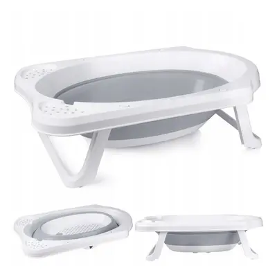 Foldable Baby Bathtub White & Grey | Portable Baby Bath Collapsible Baby Bath Tub With Plug | Ba