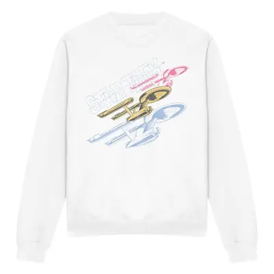 (M, White) Star Trek Unisex Adult Tri Enterprise Retro Sweatshirt