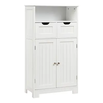 Bathroom Floor Cabinet Wooden Storage Cupboard With Adjustable Shelf & Doors