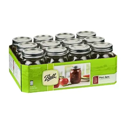 Ball 16oz Mason Jars Regular Mouth,12-Pack, Clear