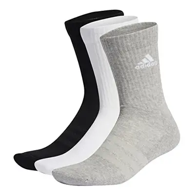 Unisex Cushioned Sportswear Pairs Crew Socks, Medium Grey Heather/White/Black