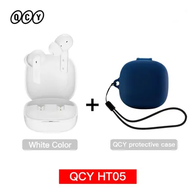 (White with Case03) QCY HT05 ANC Wireless Earphone 40dB Noise Cancelling Bluetooth 5.2 Headphone