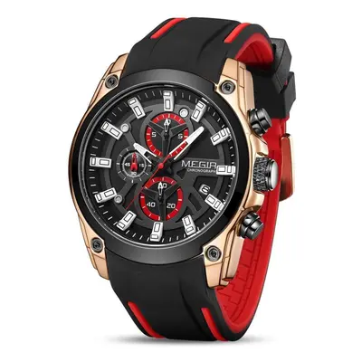 (rose,black) Megir Analogue Quartz Sport Wrist Watches Fashion Luxury Chronograph Luminous With 