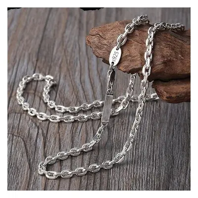 (as the picture, 55cm) New S925 Sterling Silver Fashion Jewelry 4mm Rectangular Chain Real Solid