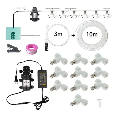 (White) DIY Water Mist Spray Electric Diaphragm Pump Kit Garden Greenhouse Misting Cooling Syste