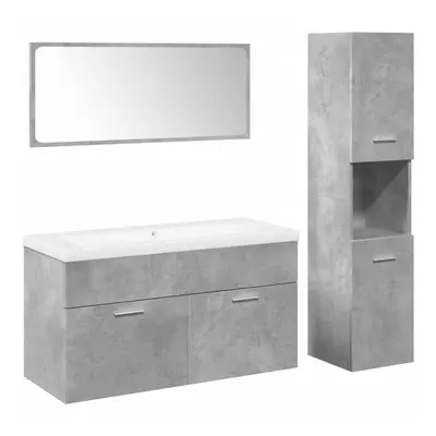 vidaXL Bathroom Furniture Set Piece Cabinet Concrete Grey Engineered Wood