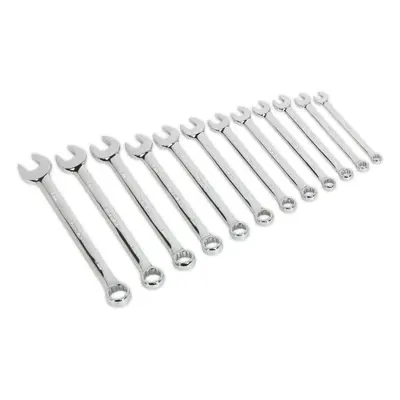 12pc Combination Hand Spanner Set - to 19mm Metric Point Socket Nut Wrench