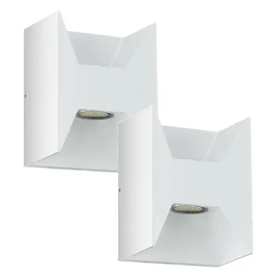 2 PACK IP44 Outdoor Wall Light White Cast Aluminium 2.5W LED Porch Lamp