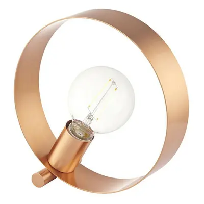 Modern Sleek Table Lamp Light Brushed Copper Metal Hoop Shade Industrial Chic