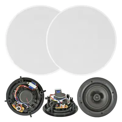 2x (Pair) High Quality 6.5 Inch 100W Way Low Profile Ceiling Speaker - 100V & 8Ohm - Wall Mount 