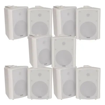 10x 90W White Wall Mounted Stereo Speakers 5.25" 8Ohm Quality Home Audio Music