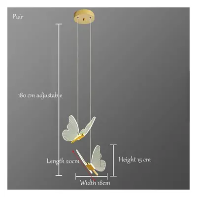 (2 Lamp) Led Butterfly Pendant Light Acrylic Hanging Lamp Crystal Suspending Lighting Elegant Lu