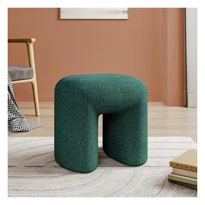 (Green) Modern Teddy Bear Fur Upholstered Ottoman