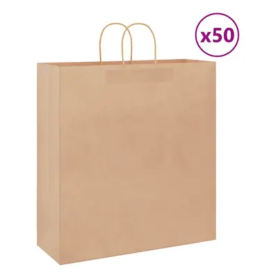 (brown, x x cm) vidaXL Paper Bags pcs with Handles Brown 15x8x21 cm Grocery Paper Gift Bag