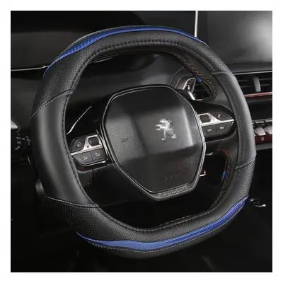 (blue) For 2019 E2008 Car Steering Wheel Cover Carbon Fibre + Pu Leather Auto Accessories Interi