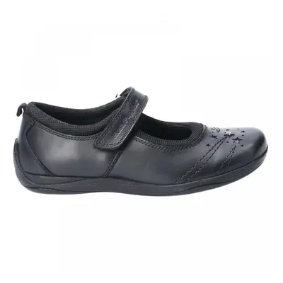 (10 (Children's), Black) Amber Junior Black Girls Rip-Tape School Shoes