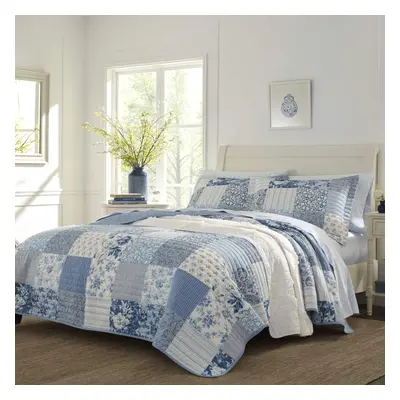 Laura Ashley - King Quilt Set, Reversible Cotton Bedding with Matching Shams, Farmhouse Inspired