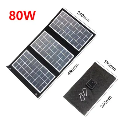 (80W) 100W/80W/60W Foldable Solar Panel Portable Dual USB 5V Charger for Camping Outdoor Power S