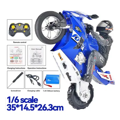 (BLUE Big Scale) RC Motorcycles Toys for Boys 1/6 Electric Motor RC Cars High Speed 4CH Remote C