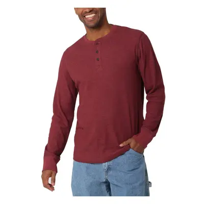 Wrangler Authentics Mens Long Sleeve Waffle Henley cabernet Small