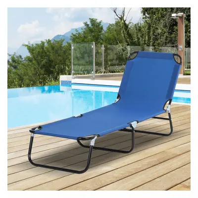 Outsunny Folding Lounge Chair Outdoor Chaise Lounge for Bench Patio Blue