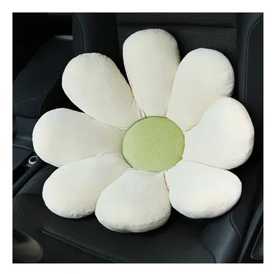 (Beige waist) Cute Flower Car Neck Pillow Cushion Soft Car Headrest Waist Pillow Safety