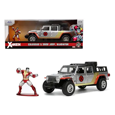 2020 Jeep Gladiator Pickup Truck Silver and Colossus Diecast Figurine XMen Marvel Hollywood Ride