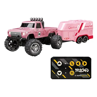 (pink) Mini RC Monster Truck 1:64 Off-Road Climbing Car Alloy Model 2.4G Remote Control Adjustab