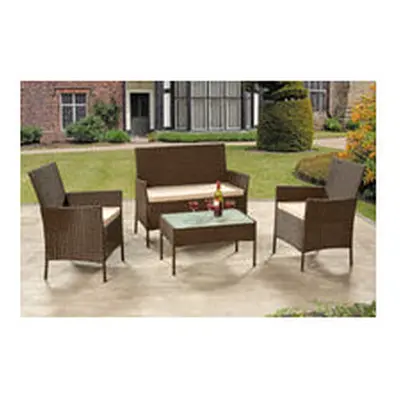 4 Piece Rattan Patio Set - Brown