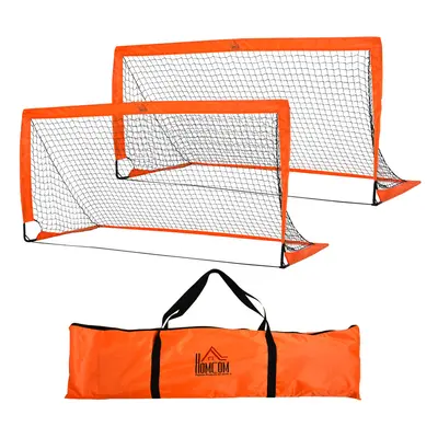 HOMCOM Football Goal Folding Outdoor with All Weather Net 6'x3' Orange