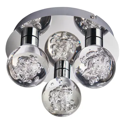 Flush Bathroom Ceiling Light IP44 Warm White LED Ball Modern Chrome Round Lamp